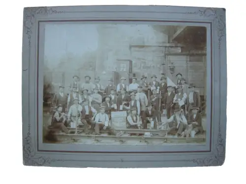 Gruppenphoto Bahnarbeiter München 1903 Albumin Vintage Photo