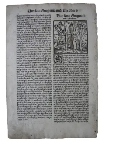 Märtyrium der Heiligen Gorgonio u.  Theodoro Holzschnitt Postinkunabelblatt 1505