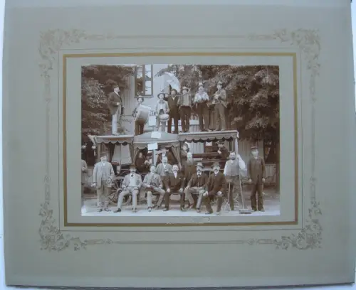 Gruppenphoto Herrenpartie Musikkapelle Braunschweig Albumin Vintage Photo 1900