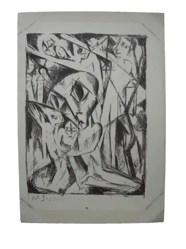 Martel Schwichtenberg (1896-1945) Nachtfantasie Lithografie 1919 Expressionismus