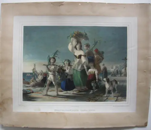 Napoli Neapolitanische Landleute Italia Orig Lithografie Schellhorn Urwins 1825