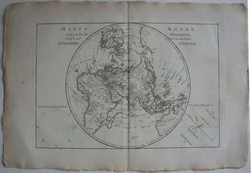 Mappe monde Hemisphäre Oriental Occidental 2 Orig Kupferstichkarten Bonne 1780 