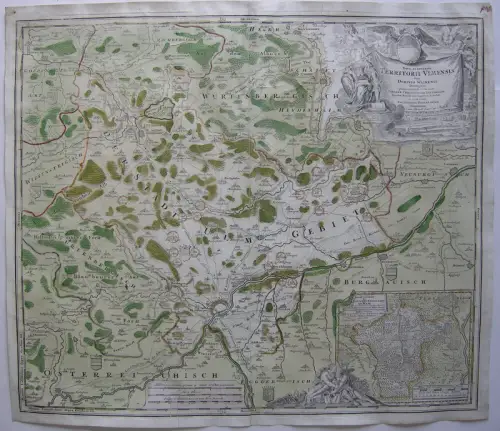 Ulm Wain Baden Württemberg altkolor Orig. Kupferstich Homann 1720
