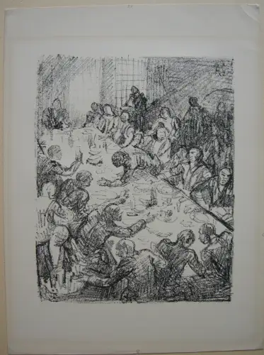 Adolf Schinnerer (1876-1949) Gastmahl Berlin Orig Lithographie 1921 Karlsruhe 