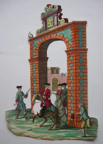 M. Engelbrecht (1684-1756) Scrap Burgtor Reitertrupp kol Kupferst 1740