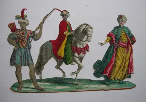 M. Engelbrecht (1684-1756) Scrap Figuren Osmanischer Hof kol Kupferst 1740