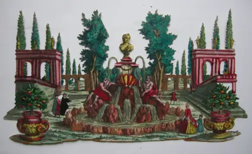 M. Engelbrecht (1684-1756) Scrap Brunnen im Barockgarten kol Kupferst 1740
