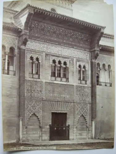 Sevilla Puerta Principal del Alcazar Albumin Print 1870 Espana Jean Laurent