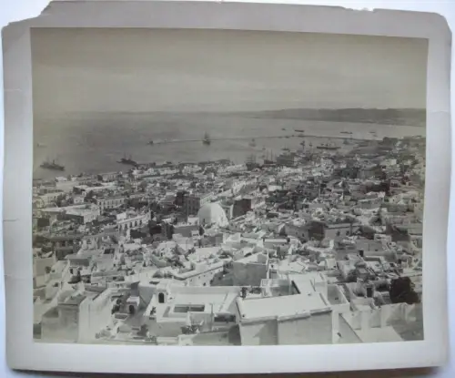 Algier Algerien Algerie Panorama mit Hafen Albumin Print ca. 1880 Afrika