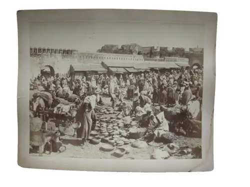 Tanger Marokko Souk Geschirrmarkt Albumin Print Vintage ca. 1880