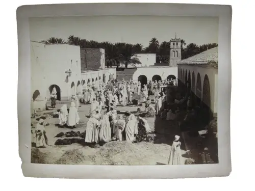 Algerien Biskra Marché Auguste Maure Foto Neurdein Albumin Print um 1880 Afrika