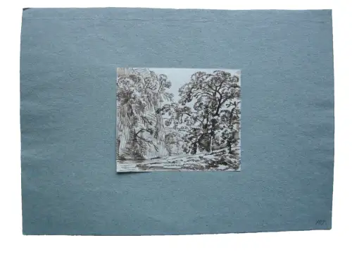 Franz Kobell (1749-1822) Felslandschaft mit Bäumen Zeichnung Sepia Klassik