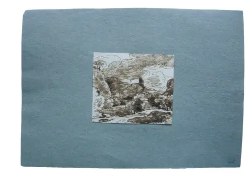 Franz Kobell (1749-1822) Landschaft mit Ruine Sepiazeichnung Sepia Klassik