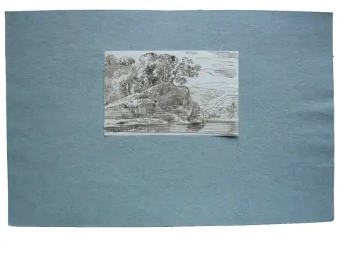 Franz Kobell (1749-1822) Felsige Uferlandschaft Sepiazeichnung Sepia Klassik