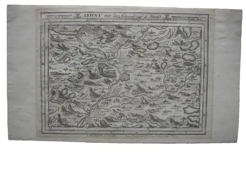 Trient Trento Umgebungskarte Südtirol Trentino Radierung Bodenehr 1720 Italien