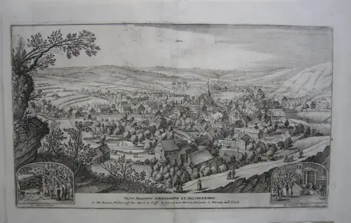 Spa Belgien Belgique Gesamtansicht Vue Panoramique Orig. Radierung 1650 Merian