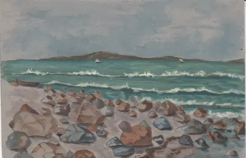 Ak Meeresküste  Orig Aquarell  gel ca. 1910