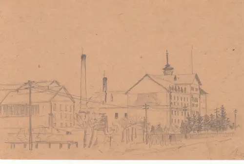 Ak Stadt in Galizien Ukraine Bleistiftzeichng 1. WK Feldpost 1917 Regiment Stemp