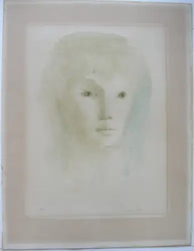 Leonor Fini (1907-1996) Mädchengesicht Orig. Lithographie Probedruck signiert