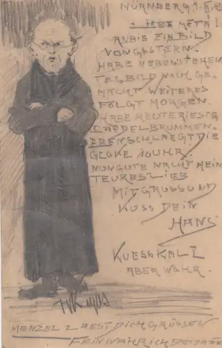 AK In Wartestellung Bleistiftzeichnung H. Kisskalt 1903 sign