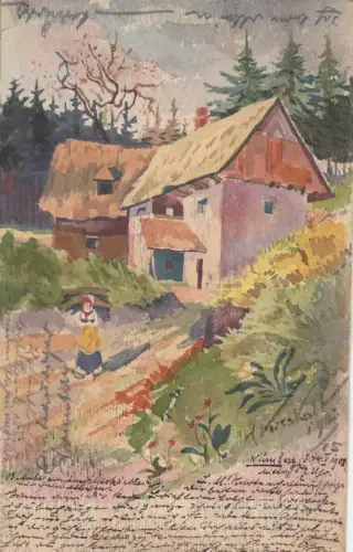 AK  bäuerliches Gehöft Aquarell H. Kisskalt 1903 sign