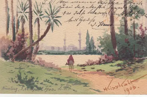 AK Orientalische Landschaft Aquarell H. Kisskalt 1903 sign