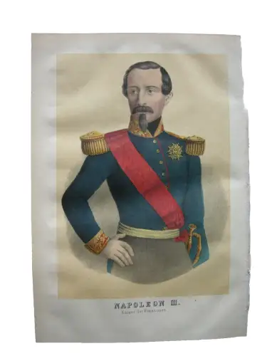 Kaiser Napoleon III. (1808-1873) Kaiser der Franzosen Lithografie 1855 Krim
