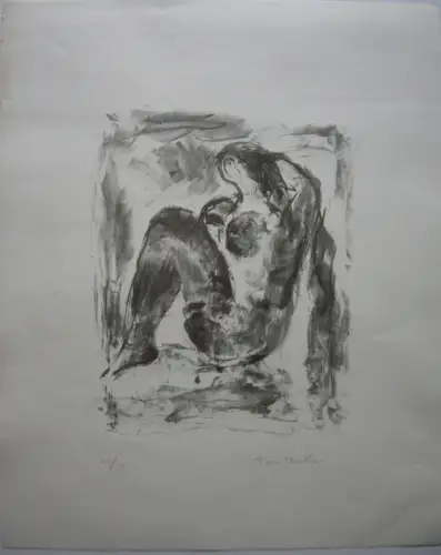 Toni Stadler (1888-1982) Sitzender weiblicher Akt Lithografie signiert 1970