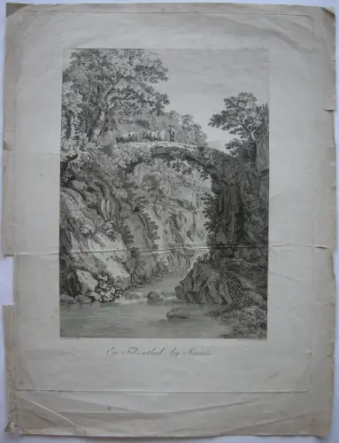 Felsenthal bei Sorrento Orig Kupferstich Schwarz nach Hackert 1794 Neapel