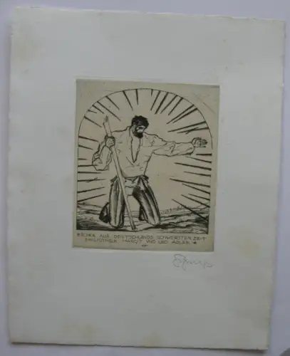 Sepp Frank (1889-1970) Exlibris Aus schwerster Zeit Radierung 1920 sign