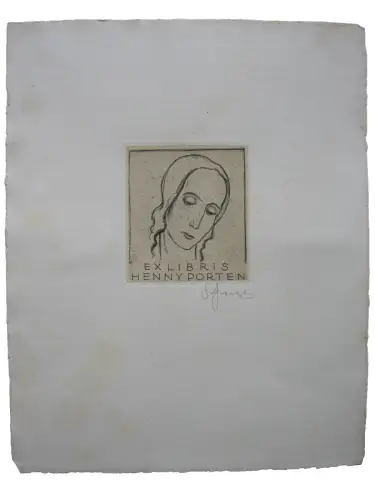 Sepp Frank (1889-1970) Exlibris Portrait Henny Porten Radierung 1920 sign
