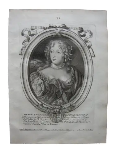 N II de Larmessin (1632-1694) Portrait Marquise de Montespan Kupferstich 1680