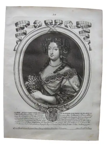 N II de Larmessin (1632-1694) Portrait Maria Anna von Bayern Kupferstich 1683