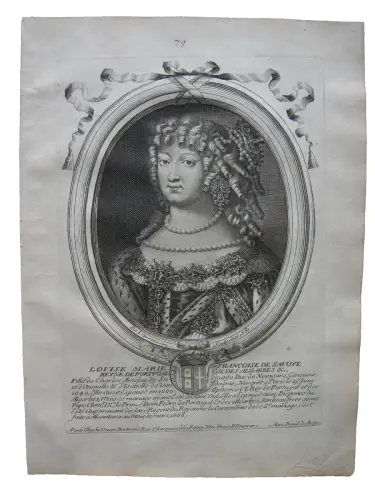 N. II de Larmessin (1632-1694) Portrait Louise Marie Savoyen Kupferstich 1681