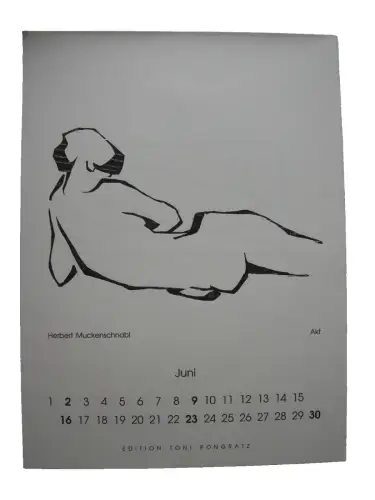 Herbert Muckenschnabl (1947)  Liegender weiblicher Akt  Orig Holzschnitt 1991