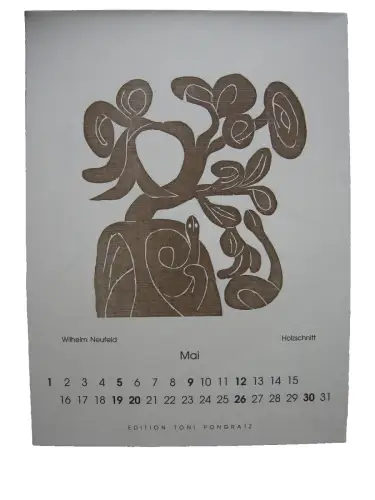 Wilhelm Neufeld  (1908-1995) Baum und Schlange Orig Farbholzschnitt 1991