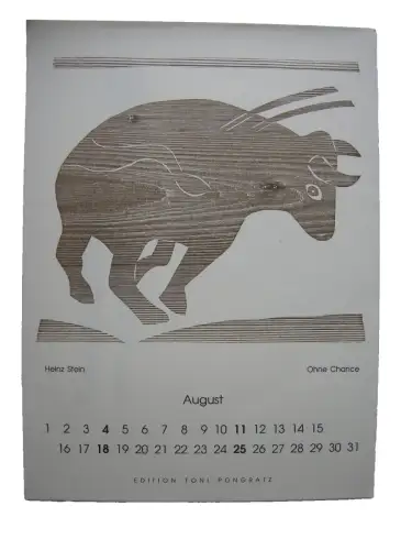 Heinz Stein  (1934) ohne Chance  Stier in Arena Orig Farbholzschnitt 1991