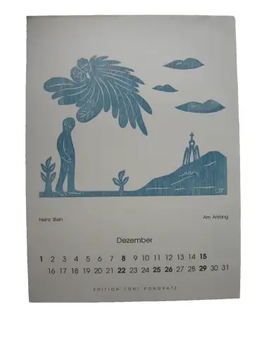 Heinz Stein  (1934) Am Anfang Orig Farbholzschnitt 1991