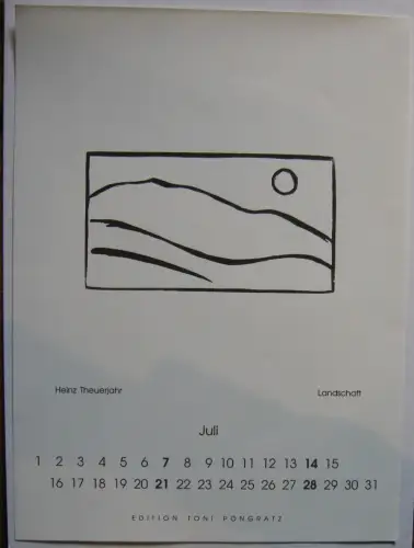 Heinz Theuerjahr (1913-1991) Abstrahierte Landschaft Orig Holzschnitt 1991