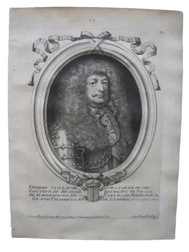 N. II de Larmessin (1632-1694) Portrait Friedrich Wilh Brandenburg Kupferst 1686