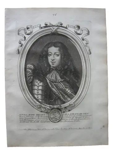 N. II de Larmessin (1632-1694) Portrait Willem II. Prinz Orange Kupferst 1686