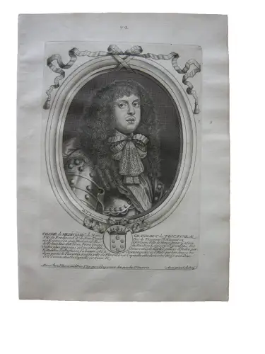 N. II de Larmessin (1632-1694) Portrait Cosimo III Medici Toskana Kupferst 1686