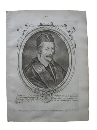 N. II de Larmessin (1632-1694) Portrait Papst Innozenz XI. Kupferst 1686