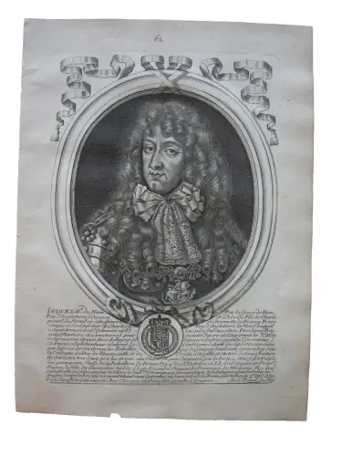N. II de Larmessin (1632-1694) Portrait Jakob II. König England Kupferst 1688