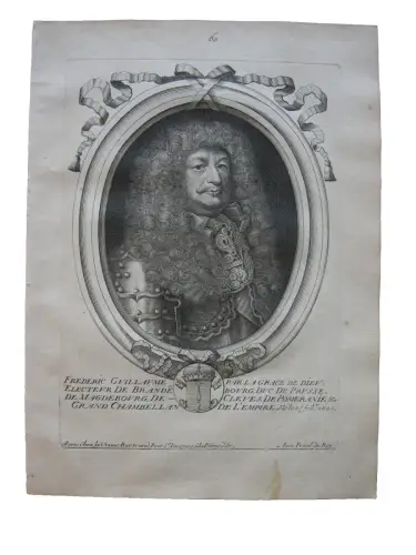 N. II de Larmessin (1632-1694) Portrait Friedrich Wilhelm Brandenb Kupferst 1680