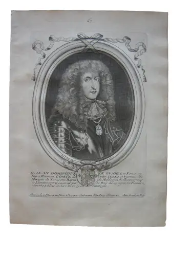 N. II de Larmessin (1632-1694) Portrait Juan D. Zúñiga Monterrey Kupferst 1686
