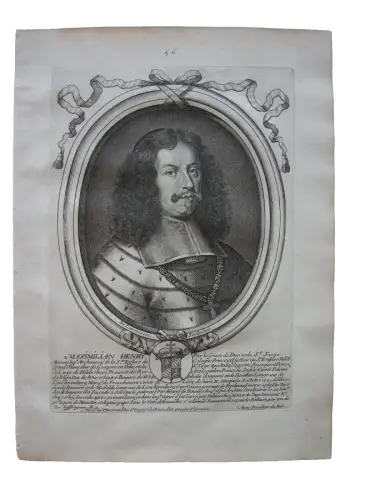 N. II de Larmessin (1632-1694) Portrait Maximilian Heinrich Bayern Kupferst 1684