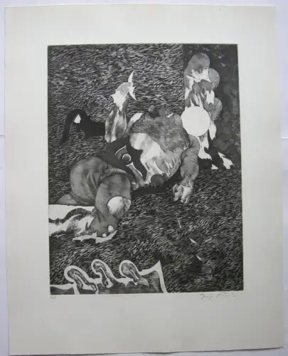 Heinz Knoke (1922-1991) Asurbanipal Körper Expressive Aquatinta-Radierung 1965