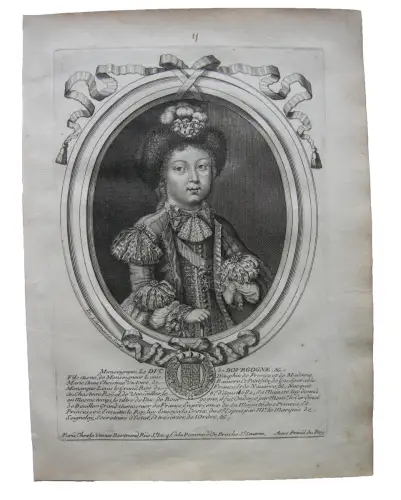 N II de Larmessin (1632-1694) Portrait Louis Herzog von Burgund Kupferstich 1685