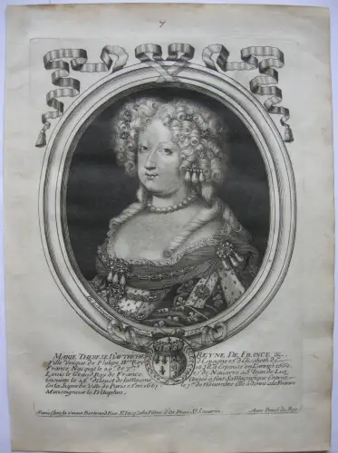 N II de Larmessin (1632-1694) Portrait Maria Teresa Königin Frankr Kupferst 1683